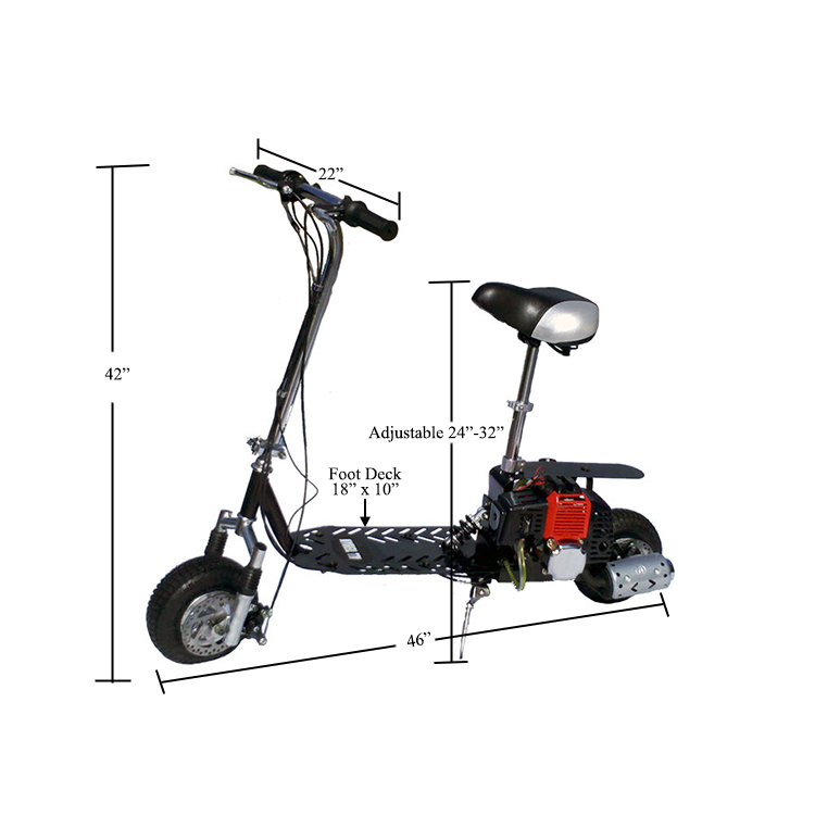 49cc 2 stroke scooter dimensions