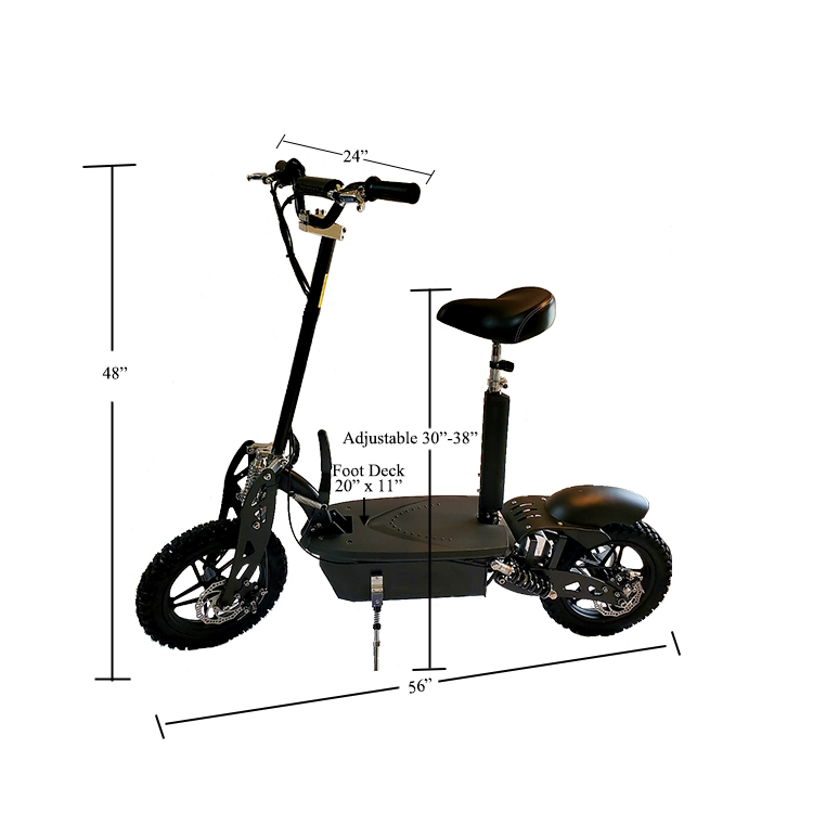 2000-watt Lithium scooter dimensions
