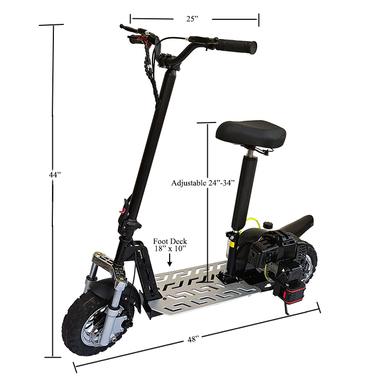 Upgraded 49cc electric start 2 stroke scooter dimensions