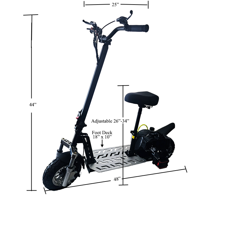 Upgraded 49cc electric start 2 stroke scooter dimensions