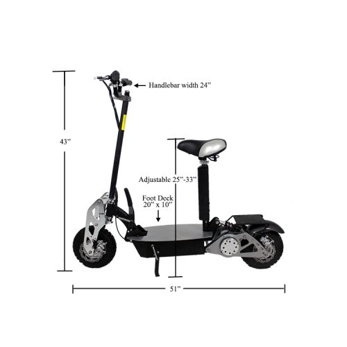 Urban 1200 watt 36v Lithium Chrome Electric Scooter w/ Light Package, 32 mph 35 miles per charge - Image 2